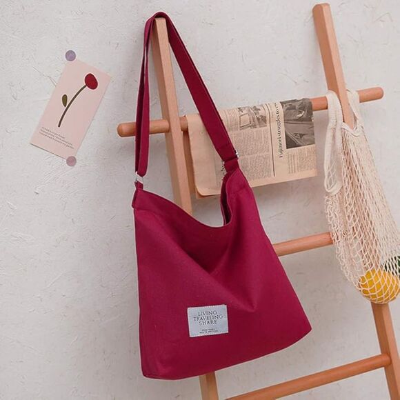 Women Persian Plum Imported Canvas Retro Large Size Shoulder Crossbody Tote Bag - Picture 4 of 4